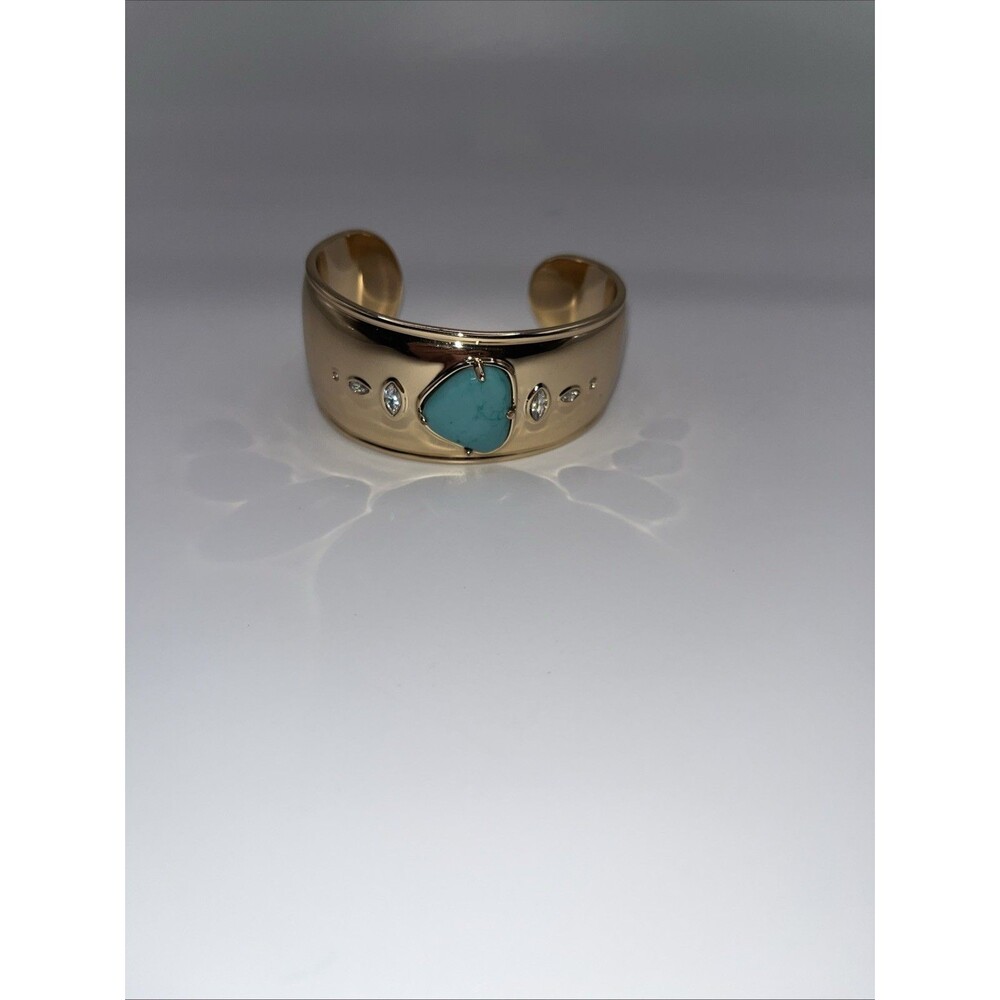 Ettika Turquoise Solstice Turquoise & Cubic Zirconia Wide Cuff Bracelet